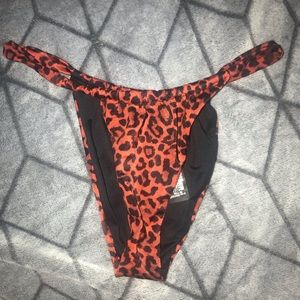 Zara Orange leopard high waisted bikini bottom